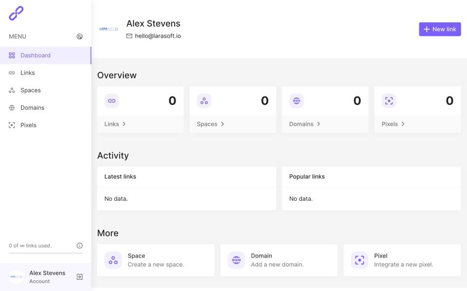 Laravel web development team url shortner platform